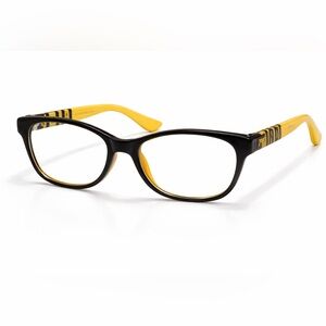 Fendi Eyeglasses Frames Black Yellow FF Logo Designer Optical Glasses